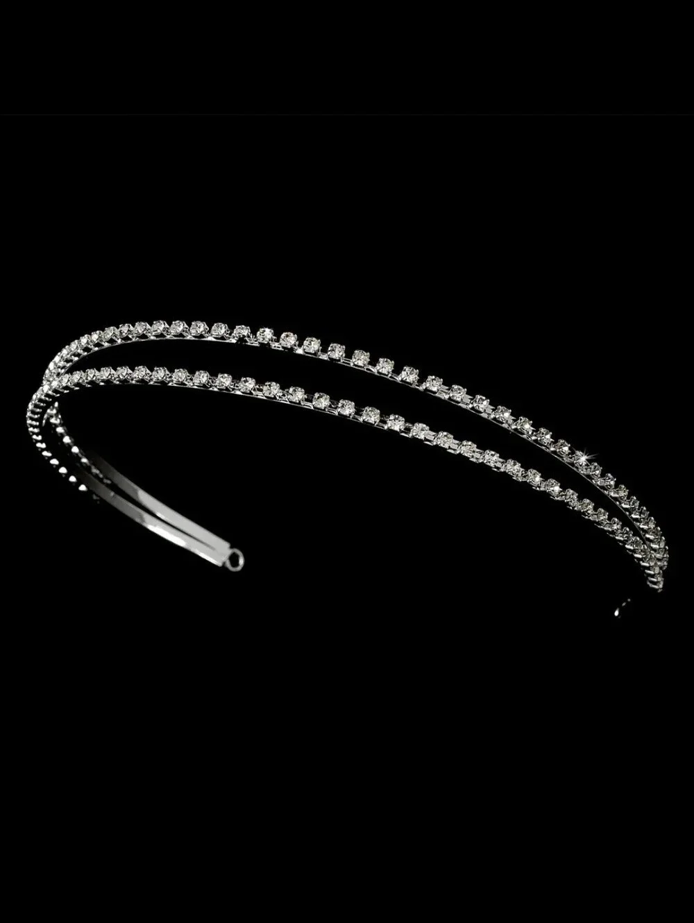 Elegant Silver Rhinestone Double Row Wire Headband BNIB